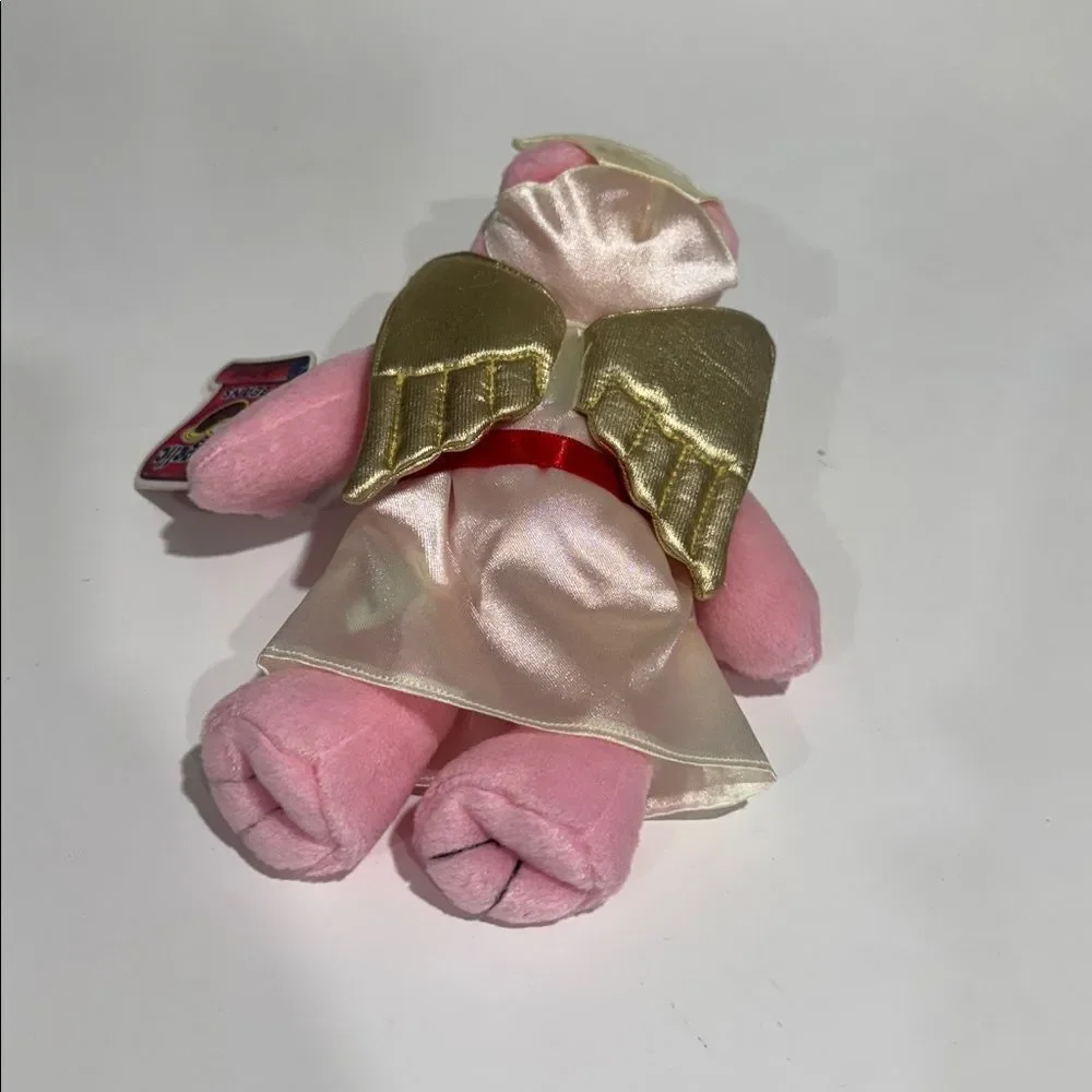 Pink Nurse Bear Plush with Gold Wings NWT